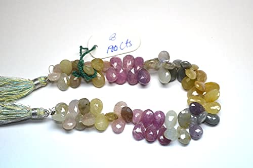 Saphir naturel multicolore en perles poires facettées pour créer vos bijoux d'été