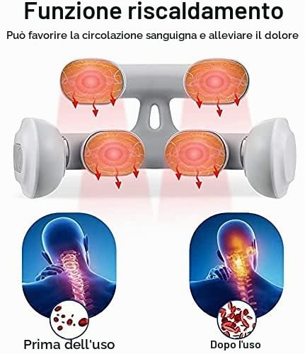 Massaggiatore cervicale per dolore al collo, massaggiatore portatile intelligente con funzione di calore, ricarica USB, massaggiatore per rilassare il collo, massaggio a casa, all'aperto, per donne e