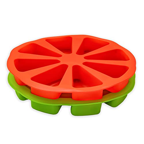 Juego de 2 moldes para tartas de silicona con 8 moldes triangulares para hornear jabón, forma de porciones, moldes triangulares de silicona para pasteles, pan o hielo, molde de silicona para de pastel Cover