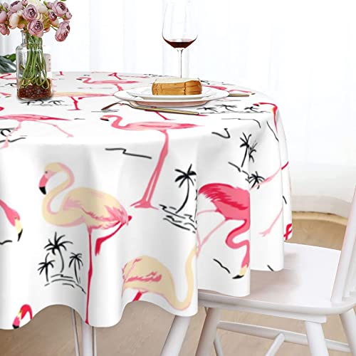 Pzoyubi Flamingo Table Cloth Pink Flamingo Tropical Leaf Tablecloth Washable Round Tablecloth 60 Inch Flamingo Party Tablecloth For Home Kitchen Indoor And Outdoor Dining Table Decor #TOP4
