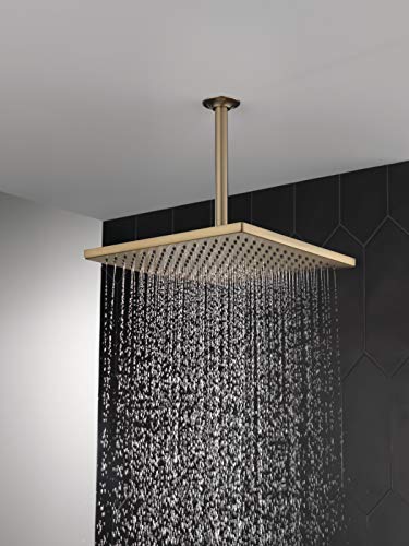 Delta Brushed Gold Rain Shower Head, Antique Gold Single Setting 12 Inch Square Shower Head, Showerheads, 2.5 GPM Flow Rate, Champagne Bronze 52159-CZ25 - image 2