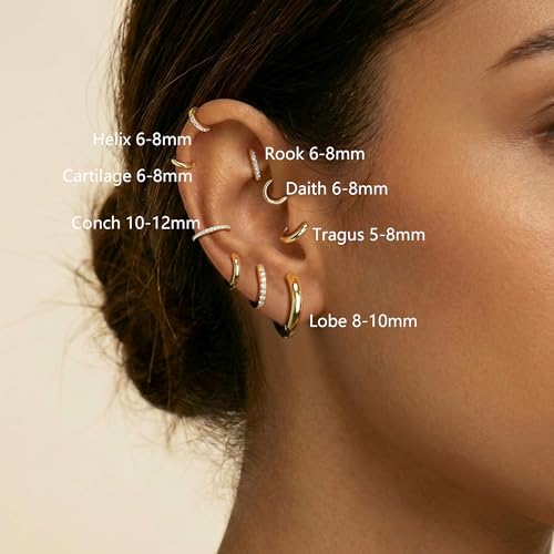 4 Pair Small Gold Hoop Earrings for Women Sensitive Ears - Hypoallergenic 14k Real Gold Plated Hoops Zirconia Cartilage Huggie Earrings Set Helix Piercing Earring Gold Jewelry for Women Gift - image 4
