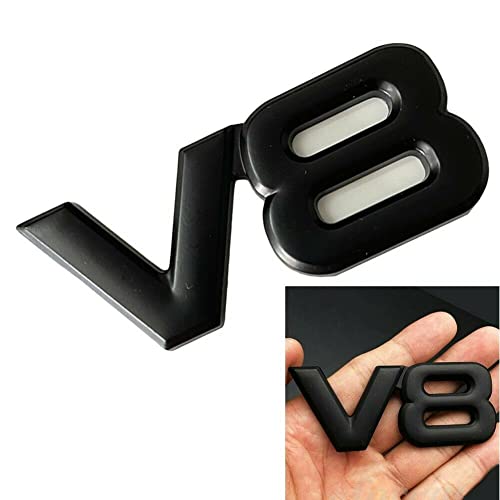 Image of 2pcs Metal Chrome V8 Vntage Car Trunk Tailgate Rear Emblem Badge Decal Stickers (Black)