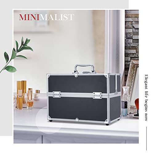 Hododou Makuep Train Case Extra Large 6 Trays Makeup Box Travel Case Professional Cosmetic Storage For Makeup Artist, Nail Tech, Hairstylists Salon Barber Case With Lockable Handle Pro Black #TOP5