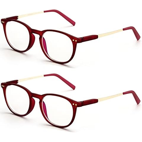 VVDQELLA TR90 Women's Ultralight Reading Glasses 1.25 x 2 Pieces Pink Reading Glasses Anti Blue Light UV with Spring Hinge Reading Glasses 1.25 Cover