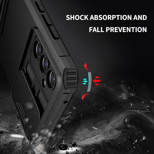 Image of Back Cover Case for Samsung Galaxy A54 5G | Sliding Camera Shield | Stereoscopic Stand | 360 Protection Mobile Phone Case Cover for Samsung Galaxy A 54 / A54 5G | New PC, Black Back Cover