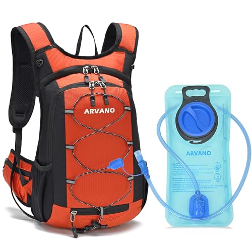 Arvano Mochila de Ciclismo MTB, 15L Ligera Mochila Bicicleta Montaña Mochila Bici para Hombre Mujer, Pequeño Mochila Deporte para Esqui, Senderismo, Moto Enduro (Naranja, Talla única)