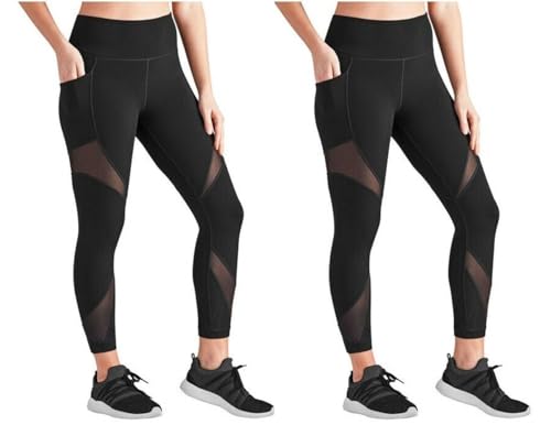 Members Mark Compression Athletic Ankle Legging with Pockets Black Soot, Large 2-Pack