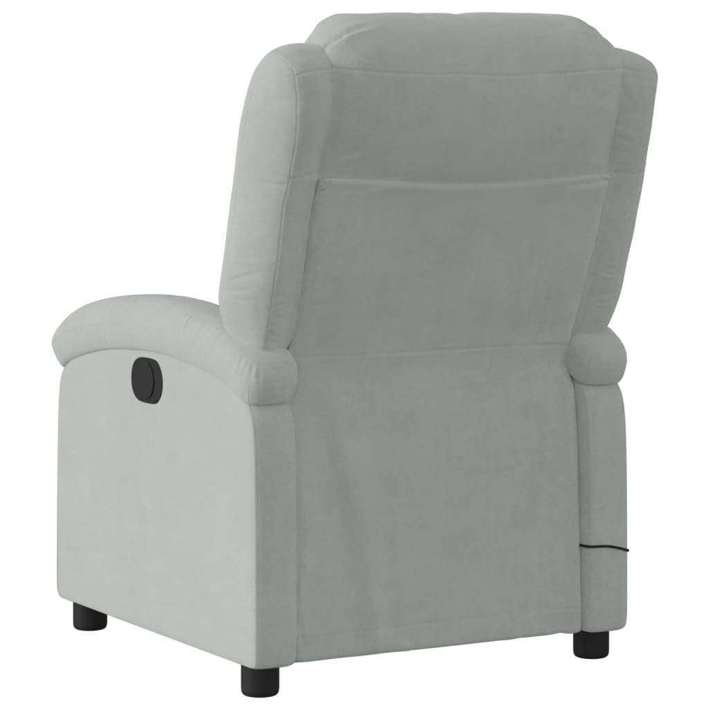 Poltrona Elettrica Massaggi Reclinabile Grigio Chiaro Velluto,Poltrona Massaggio,Poltrona Massaggio Professionale,Poltrona Massaggio Relax-3204289