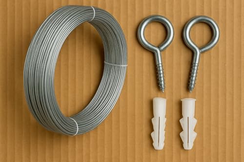 Image of Stainless Steel Wire for Cloth Drying or Multipurpose Use, 2.0mm Thickness (FREE 2 Hooks and 2 Plastic Sleeves) (1, 10 METERS)