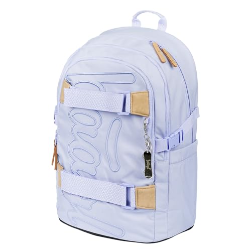 Baagl Schulrucksack für Jungen Mädchen Teenager - Skateboard Rucksack - Kinderrucksack mit Laptopfach und Brustgurt für Schule Weiterführendeschule Mittelschule (Lilac)