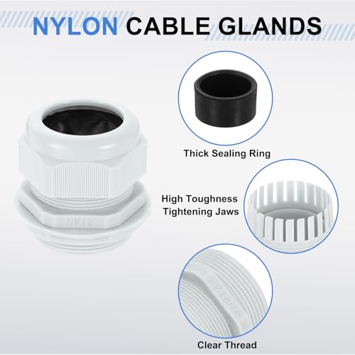 Prensaestopas de nailon NPT 2 pulgadas uxcell conector cable impermeable ajustable 37-44mm 4