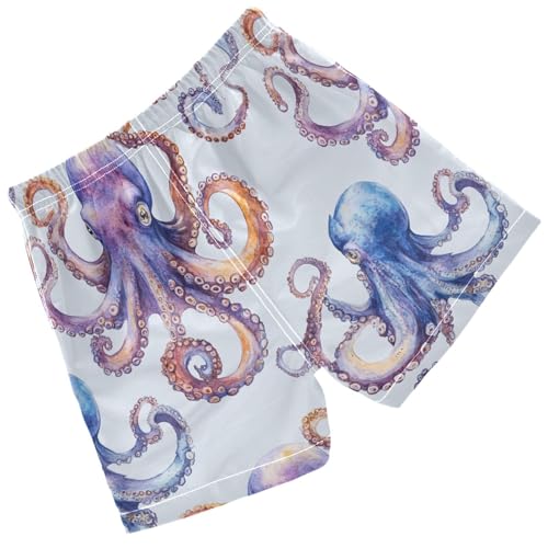 Pigsaly Boys' Swim Board Shorts Tentacles Purple Blue Octopus Boy's Swim Trunks Kids Swimwear 3T2