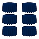 BRILLMAX 6 Pack Navy Blue Round Tablecloths 120 Inch - Circle Bulk Linen Polyester Fabric Washable Table Cloth Covers for Wedding Reception Banquet Birthday Party Buffet Restaurant