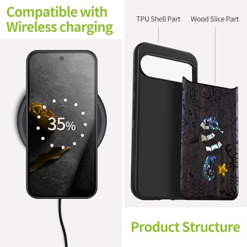 Coque antichoc Pixel 9 protection bois et coquille Carveit - 4