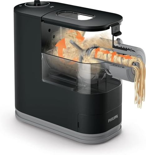 Philips Kitchen Appliances Compact Pasta and Noodle Maker, Viva Collection, Comes with 3 Default Classic Pasta Shaping Discs, Fully Automatic, Recipe Book, Small, Black (HR2371/05) - Image 5