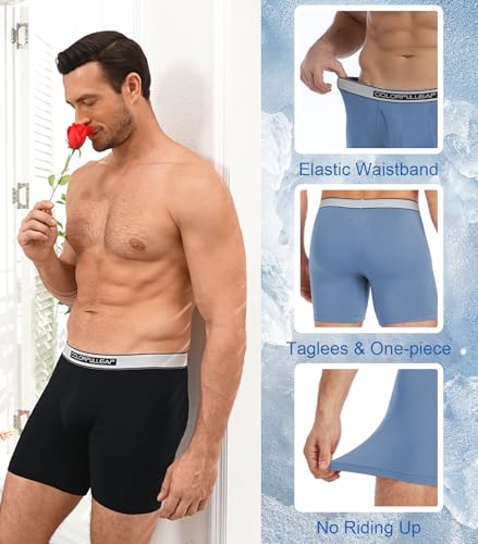 COLORFULLEAF Men's Underwear Soft Comfort Breathable Moisture Wicking Boxer Briefs for Men Packs 3D Pouch Open Fly3