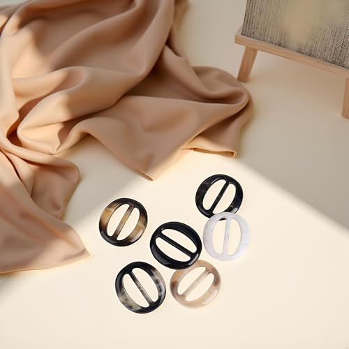 Image of 6 Pcs Color Random Scarf Clip Ring Scarf Clasp Slides T Shirt Clips Rings Oval Plastic Scarf Buckle Holder for Women Brooches and Pins Jewelry