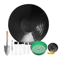 38,5cm Goldwaschrinne Komplettset, Goldwaschpfanne Set, Goldwaschen Goldsucher, Goldwannenbecken Sieve für Nugget Bergbau Wanne Manuelle Goldwaschanlage Ausgräbt