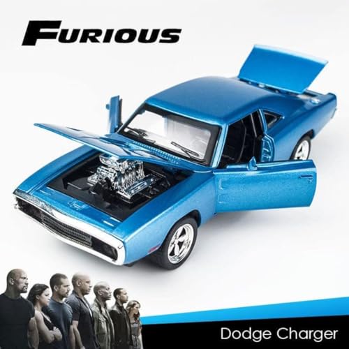 Image of Exclusive Alloy Metal Pull Back Die-Cast Car Diecast Metal Pullback Toy Car with Openable 6 Doors,Light Music Boys Gifts Toys (F & F 7 Dodge Charger - Multicolor)