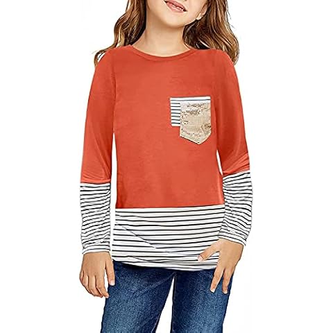 Ecokauer Girls' Long Sleeve Striped Shirt Cover