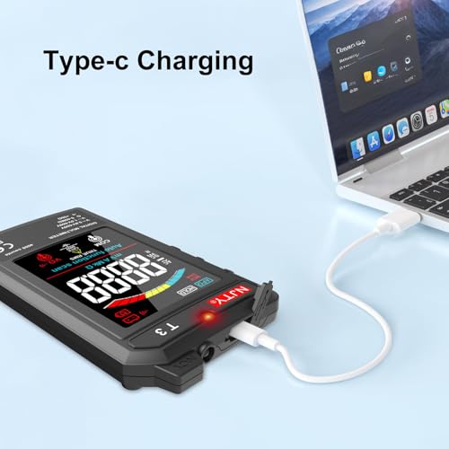 Image of NJTY T3 Smart Digital Multimeter, Ultra-Thin Rechargeable Voltmeter with 3.2 inch Color LCD, Auto-Ranging 600V AC /DC Tester for Resistance NCV Live Wire Detection