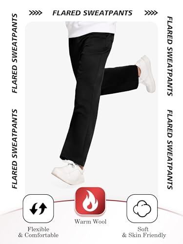 Men's Flared Sweatpants with Pockets - Cozy Fleece Cotton Pants