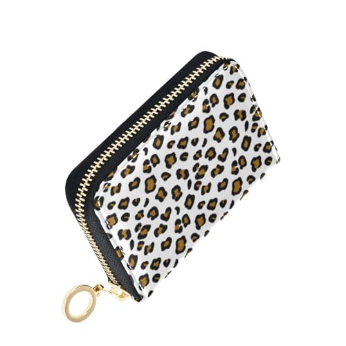 Women's Leopard White Credit Card Holder Wallet Leather Zipper Card Case for Ladies Girls 20301197