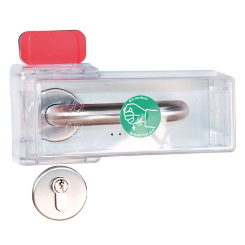 GfS Fluchttürhaube K - Komplettset Haube mit Piktogramm, 2 Unterplatten grün, 6 Oberplatten rot mit Sollbruchstelle, 2 Befestigungswinkel, 3 Endabschlüsse, Maße (BxHxT): 21,0 x 9,9 x 10,0 cm