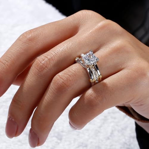 Jeulia Diamond Band Rings for Women cz Sterling Silver Interchangeable Ring Sets Wedding Engagement Anniversary Promise Ring Bridal Sets - Image 4