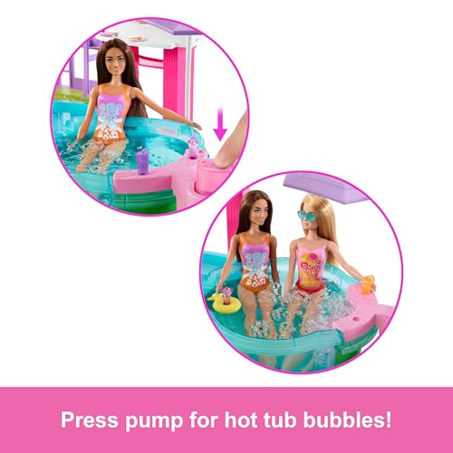 image for Barbie Dream Pool Playset with 6 Play Areas, Including Slide & Bubblin