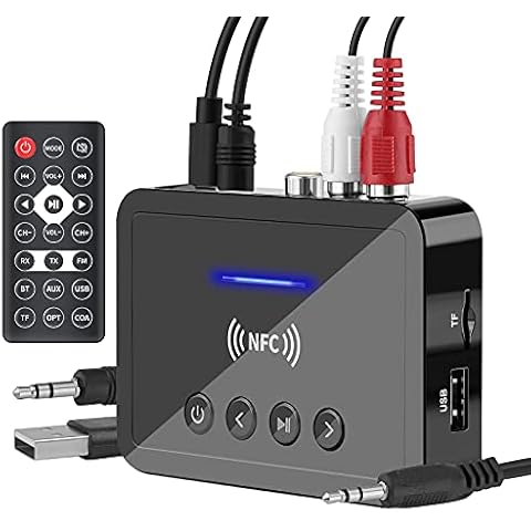 Bluetooth 5.0 Transmitter Receiver 3-in-1 FM Transmitter Bluetooth Adapter HiFi Audio 3.5mm AUX RCA Optical USB for PC/TV/Car Cover