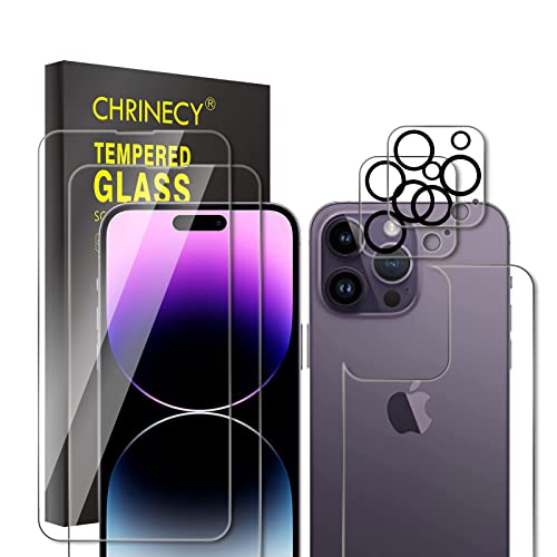 CHRINECY [2+1+2 PACK Back Screen Protector for iPhone 14 Pro Max +2 Pack Front Screen Protector and Camera Lens Protector 9H Hardness Ultra HD Anti-Scratch