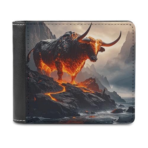EmberMountainBull Bifold Wallets for Men Pu Leather Durable Personalized Mens Wallets for Work Or Daily Use