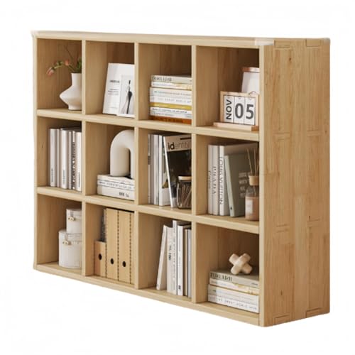 Artispro 本棚 ラック 書棚 収納棚 格子キャビネット 格子ラック 小物 オープンシェルフ 天然木 大容量 間仕切り 組み合わせ自由 おしゃれ コンパクト収納 耐久性 多機能 組立簡単 木の色 12グリッド 120幅*30奥行き*90高さcm