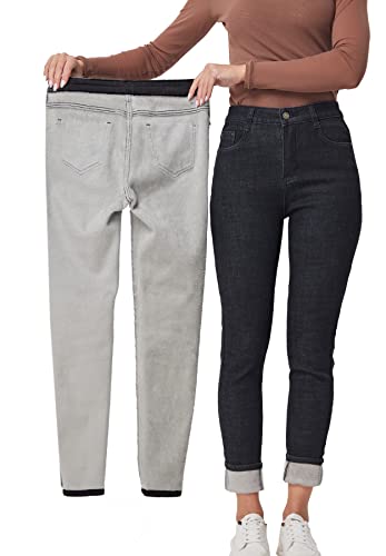 zsangbee Women's Thermal Jeans Fleece Lined Jeans Winter Skinny Jeans Warm Denim Pants