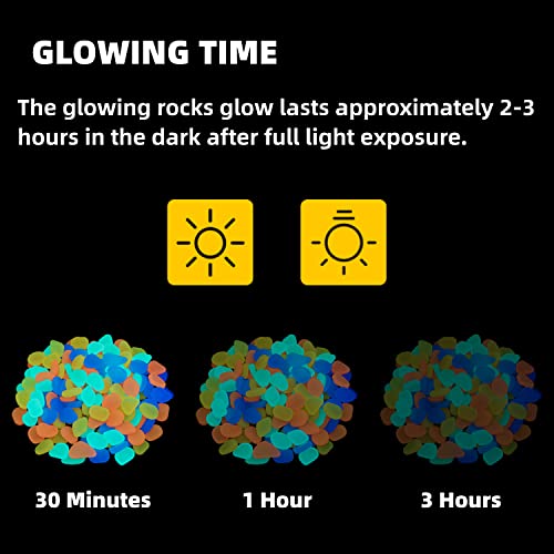 Image of NAMTSO Glow in The Dark Rocks Outdoor, 500 pcs Multicolor Solar Rocks for Landscaping, Outdoor Decor Glow in The Dark Stones, Glowing Pebbles for Garden Backyard Patio Lawn Fish Tank Aquarium Decor