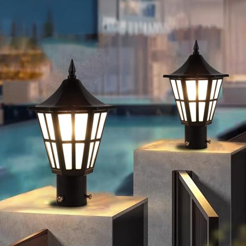 Image of SINOMAN Stylish Gate Light Waterproof Pillar Lamp Outdoor Decor Garden Lighting Pole Mount Exterior Fixture for Home Entrance Patio Compound Boundary (Without Bulb)