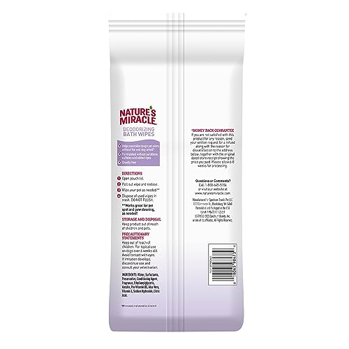 Nature's Miracle Deodorizing Bath Wipes for Dogs, 100 Count, Lavender Scent - Image 3