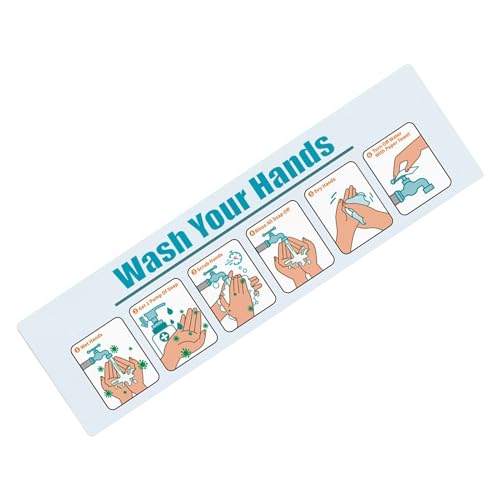 Etiqueta de lavado de manos, señal de instrucciones de seguridad, calcomanía adhesiva con diseño impermeable, calcomanía de recordatorio de higiene, cartel informativo con material compacto