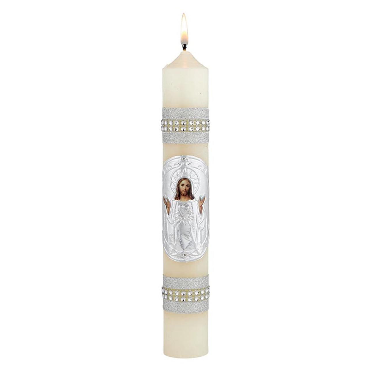 Trinity Church Supply Baptism Candle Light of The World 100% Paraffin Wax Unscent Long Hours Lasting Candle for Home Prayer Space Sanctuary Decoration, Pack of 4