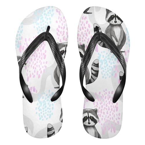 Nander Cartoon Raccoon Sandal Flip Flops of Men's & Women's,Beach Slippers Flip Flops Shower Shoes
