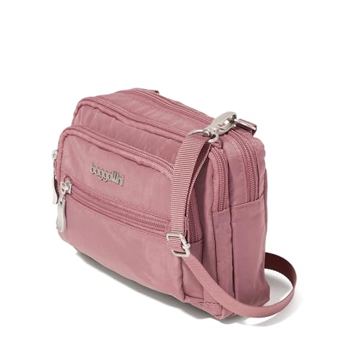 Image of Baggallini Triple Zip Small Crossbody Bag for Women - Lightweight Convertible Fanny Pack Belt Bag