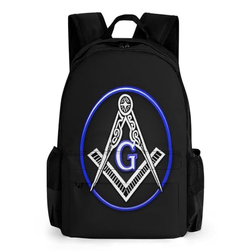 Men's Masonic Faith Hope And Charity Freemason Logo Travel Backpack, Breathable Adjustable Strap Shoulder Bag for Climbing, Large Capacity Backpack with Side Pockets
