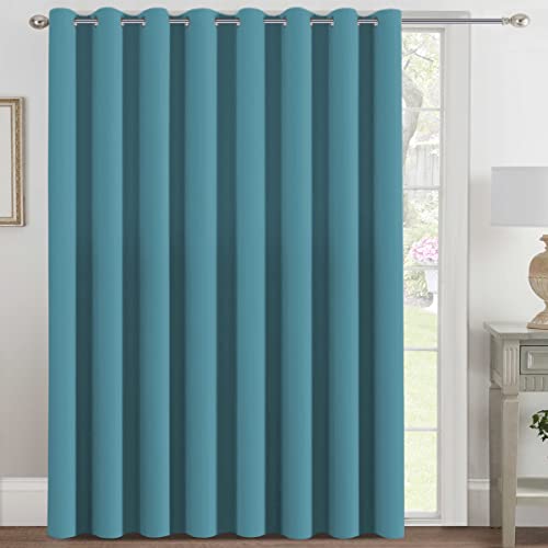 Image of H.VERSAILTEX Blackout Patio Curtains 100 x 108 Inches for Sliding Door Extral Wide Blackout Curtain Panels Thermal Insulated Room Divider - Grommet Top, 9' Tall by 8.5' Wide - Storm Blue