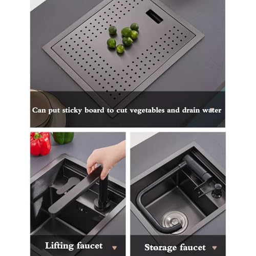 Fregadero plegable de acero Inless para ahorrar espacio en zonas estrechas con grifo 6