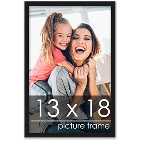 Poster Palooza 13x18 Frame Black Solid Wood Picture Frame | 0.75 Inch Moulding Width | Includes UV Acrylic Plexiglass, Foam Board Backing & Hanging Hardware Cover