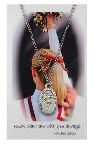 Girls St. Christopher Cheerleading Medal with Prayer Card