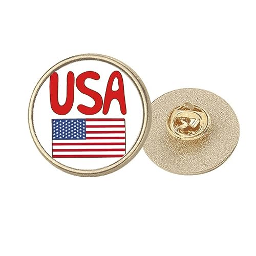 Broche drapeau américain rouge ronde en métal doré taille M badge USA
