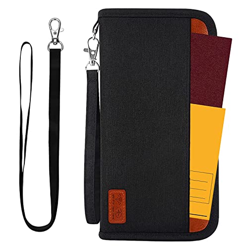 Portefeuilles Passeport,Pochette Document Organisateur De Voyage Familial avec Blocage RFID Pochette Document Voyage Pochette, Carte d'Embarquement,Passeport,Carte De Crédit, ID Cover